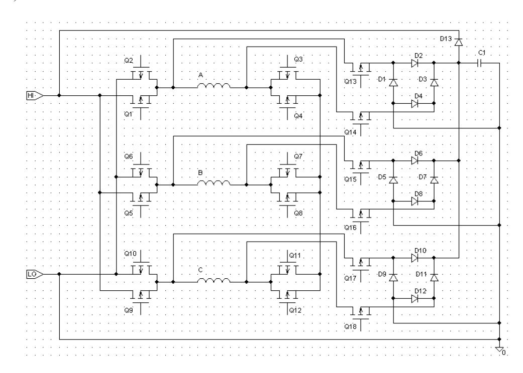 Рис. 5. Схема предлагаемой системы комбинированного режима управления BLDC-двигателем, смоделированная в PSpice